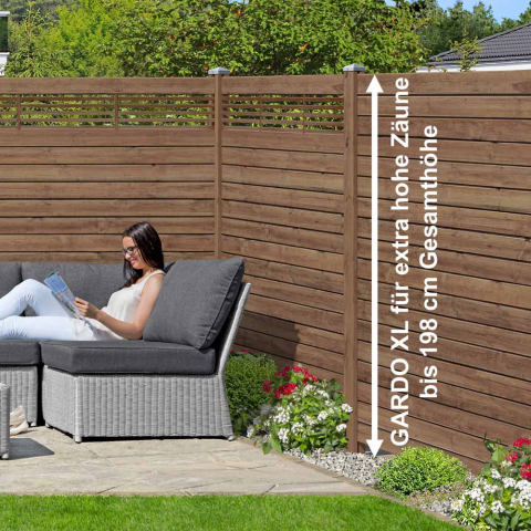 Selbstbauzaun Gardo XL DIY Kiefer KDI Braun 180x194 cm