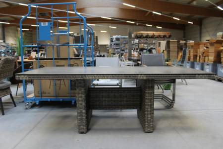 Ploß Sahara Diningtisch 220x100cm Geflecht-Glas Beige-Grau-Meliert-Light Grey