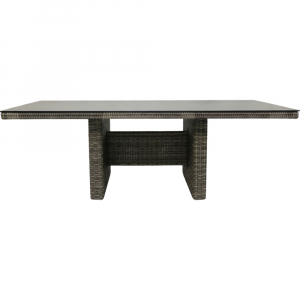 Plo&szlig; Sahara Diningtisch 220x100cm Geflecht-Glas Beige-Grau-Meliert-Light Grey