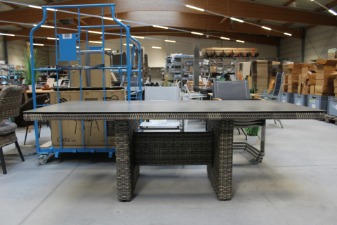 Ploß Sahara Diningtisch 220x100cm Geflecht-Glas Beige-Grau-Meliert-Light Grey