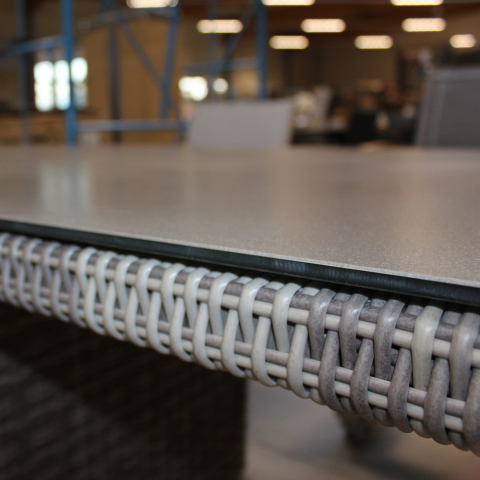 Ploß Sahara Diningtisch 220x100cm Geflecht-Glas Beige-Grau-Meliert-Light Grey