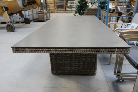 Ploß Sahara Diningtisch 220x100cm Geflecht-Glas Beige-Grau-Meliert-Light Grey