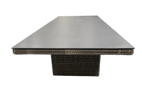 Plo&szlig; Sahara Diningtisch 220x100cm Geflecht-Glas Beige-Grau-Meliert-Light Grey