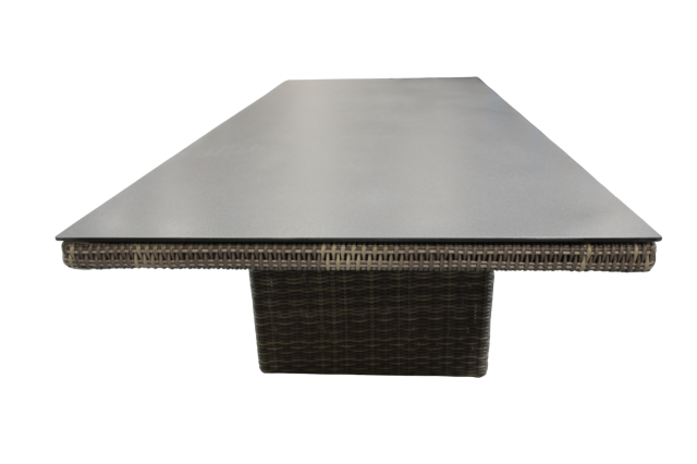 Plo&szlig; Sahara Diningtisch 220x100cm Geflecht-Glas Beige-Grau-Meliert-Light Grey