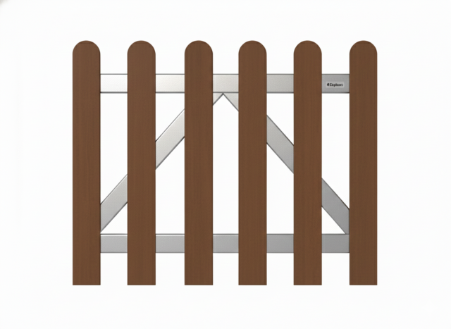 Elephant Classic-Gartentor braun WPC abgerundet 100x100cm inkl. Torbeschlag