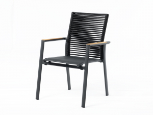 Zebra Fly Rope Sessel graphite, Armlehnen Teak