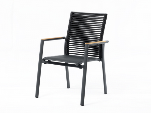 Zebra Fly Rope Sessel graphite, Armlehnen Teak