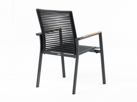 Zebra Fly Rope Sessel graphite, Armlehnen Teak