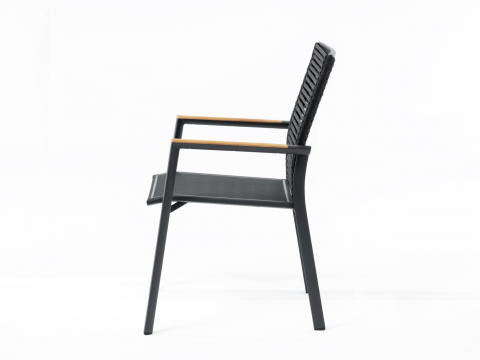 Zebra Fly Rope Sessel graphite, Armlehnen Teak