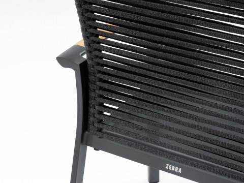 Zebra Fly Rope Sessel graphite, Armlehnen Teak