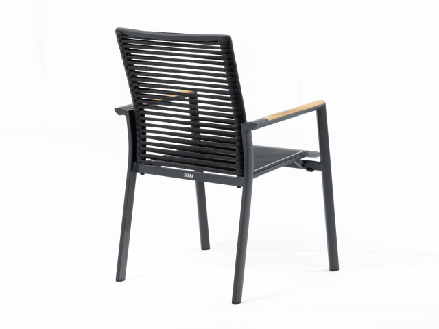 Zebra Fly Rope Sessel graphite, Armlehnen Teak