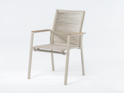 Zebra Fly Rope Sessel light taupe, Armlehnen Teak Zebra Fly Rope Sessel light taupe, Armlehnen Teak