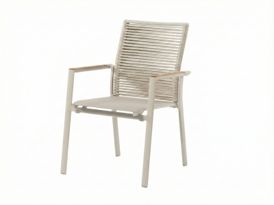 Zebra Fly Rope Stapelsessel light taupe, Armlehnen Teak