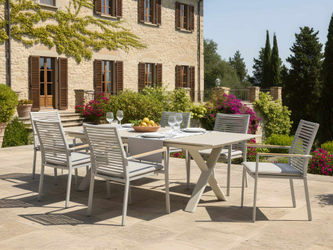 Zebra Fly Rope Sessel light taupe, Armlehnen Teak