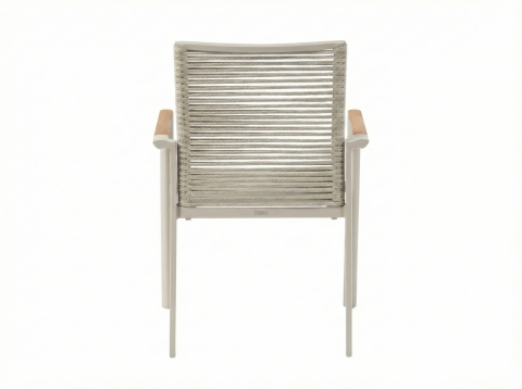 Zebra Fly Rope Stapelsessel light taupe, Armlehnen Teak