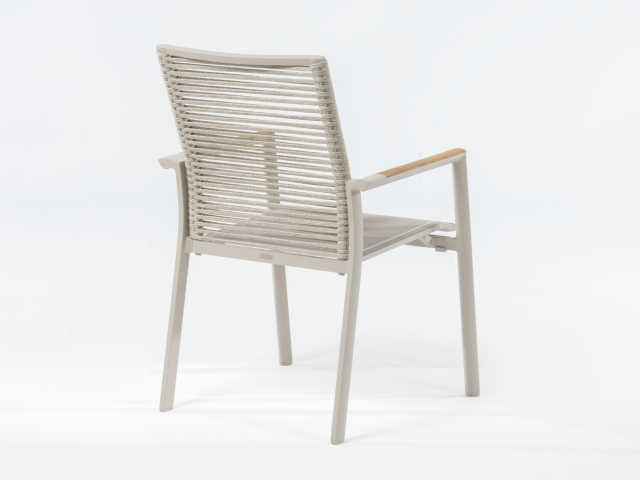 Zebra Fly Rope Sessel light taupe, Armlehnen Teak