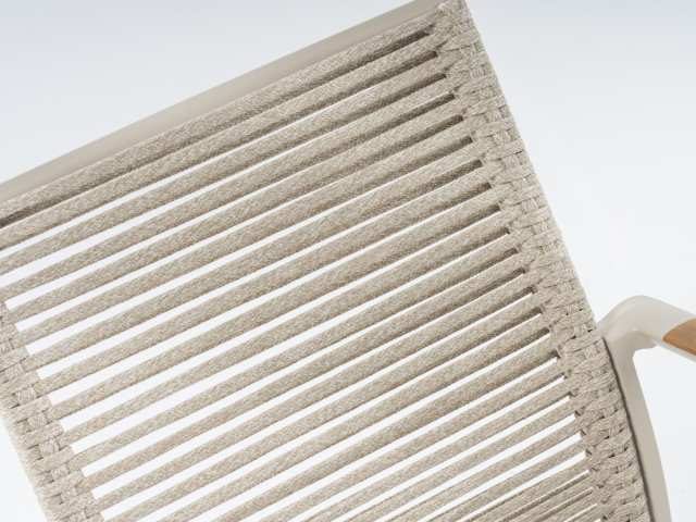 Zebra Fly Rope Sessel light taupe, Armlehnen Teak