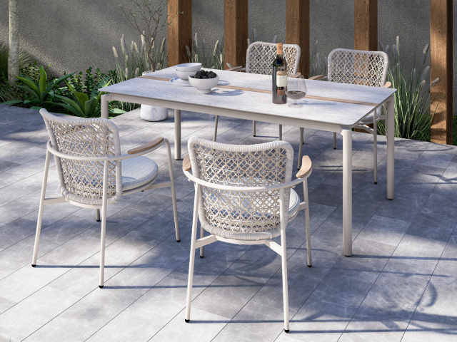 Zebra Liox Sessel light taupe, Armlehnen Teak