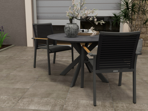 Zebra Mantis Tisch 120x120x74cm graphite