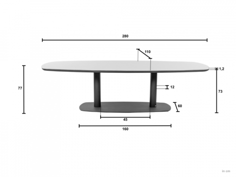 Apple Bee Melville Dining Tisch 280x110x77 HPMS stone bronze