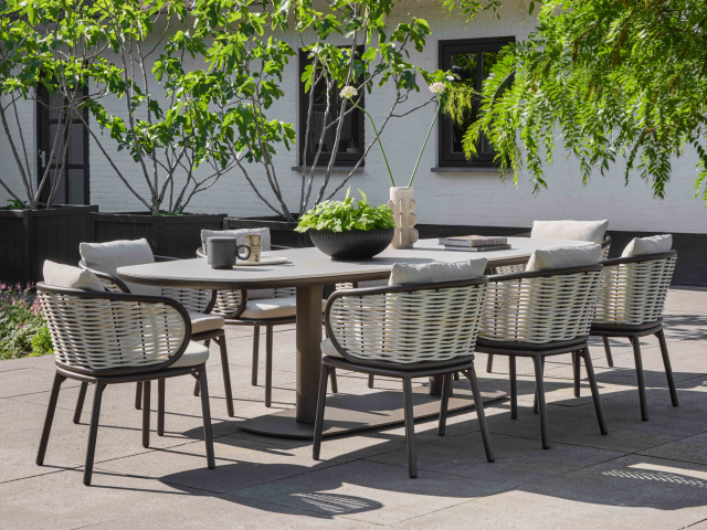 Apple Bee Melville Dining Tisch 280x110x77 HPMS stone bronze