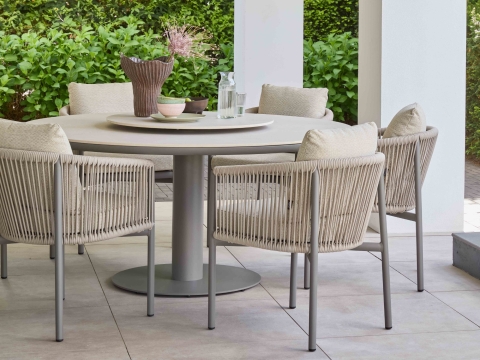 Apple Bee Melville Dining Tisch 160cm rund HPMS stone taupe