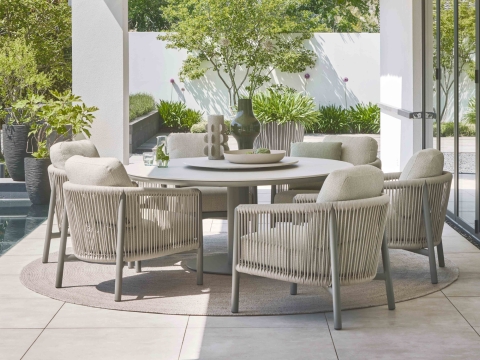 Apple Bee Melville Dining Tisch LOW 160cm rund HPMS stone taupe