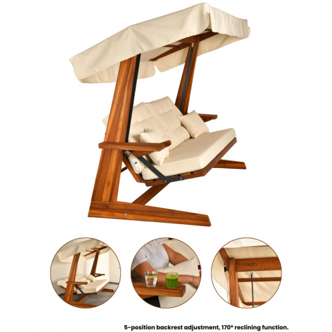 Pemode Hollywoodschaukel Sia 2400 Beige - Iroko-Holz