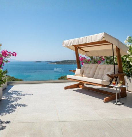 Pemode Hollywoodschaukel Sia 2400 Beige - Iroko-Holz