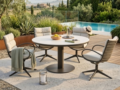 Apple Bee Camp Bay-Melville Dining Set bronze mit Tisch 140cm Durchmesser