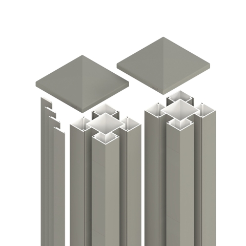 Aluminiumpfosten-Set Typ B 9x9x250 cm Grau