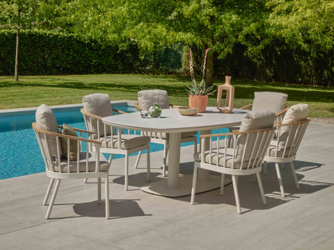 Apple Bee Condor-Melville Dining-Set 2 Oyster Cotton Flower