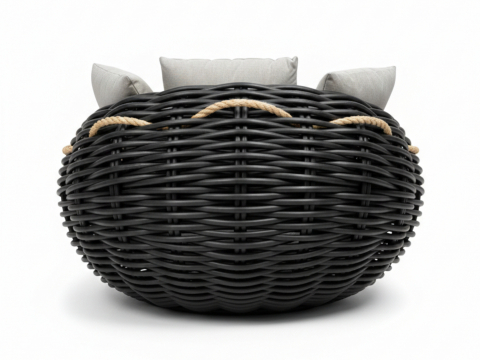 Apple Bee Cocoon Lounge Chair Black Wash 130x130x92cm