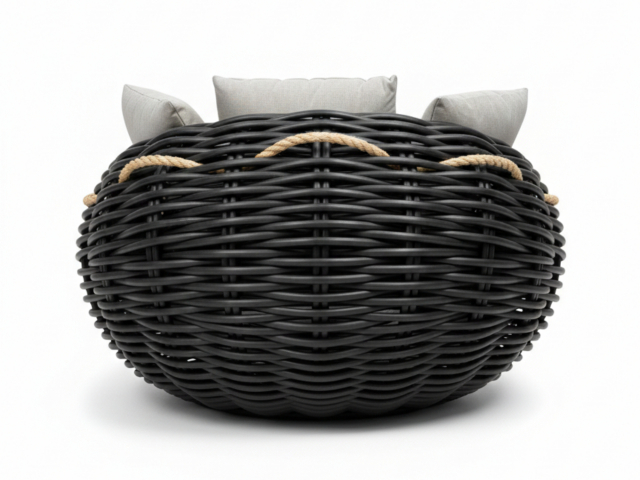 Apple Bee Cocoon Lounge Chair Black Wash 130x130x92cm