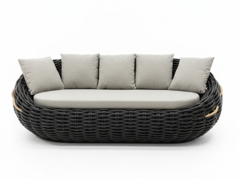 Apple Bee Cocoon Lounge Sofa Black Wash inkl. Kissen 236x130x92cm