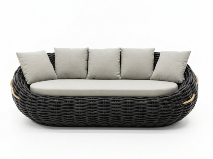 Apple Bee Cocoon Lounge Sofa Black wash inkl. Kissen 236x130x92cm