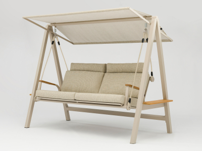 Hollywoodschaukel Zebra Aluminium Deluxe Light taupe inkl. Polster 251 cm x 140 cm x 183 cm