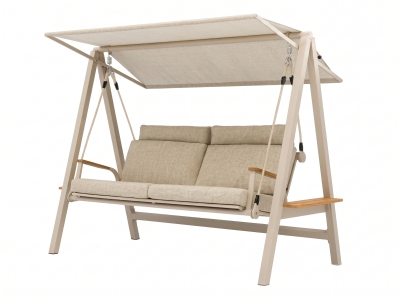 Hollywoodschaukel Zebra Aluminium Deluxe Light taupe inkl. Polster 227 cm x 115 cm x 186 cm