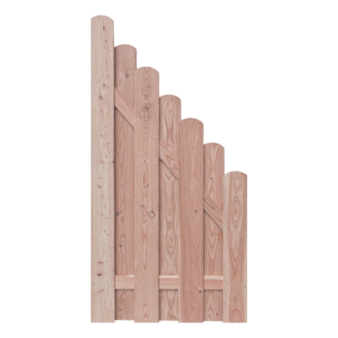 Bohlenzaun Rundkopf L�rche natur Schr�gelement 90x180-90 cm