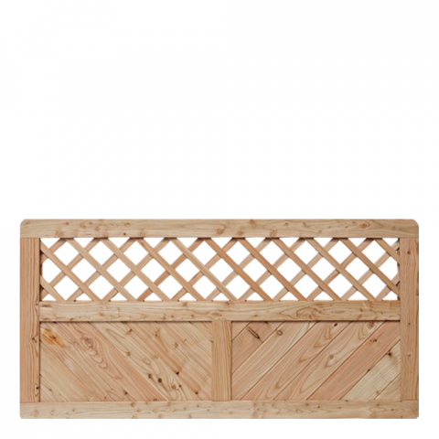 Massivzaun 180x90cm mit Gitter L&auml;rche natur