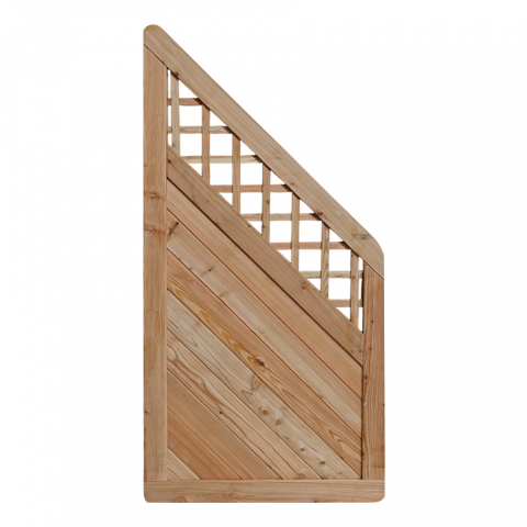 Massivzaun 90x180-90 cm mit Gitter L&auml;rche natur