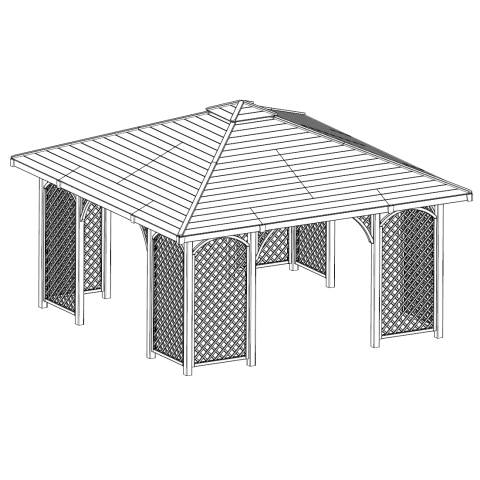 Pavillon Romantica 445x455cm Bausatz Fichte kdi gr?n mit Holzdach