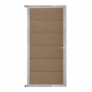 Elephant Mix and Match Zauntor silber 90x175cm, Bausatz, F&uuml;llung WPC Natural Dark Brown co-extrudiert BREIT