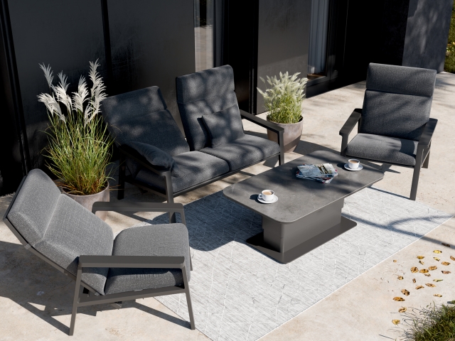 Royal Garden Focosa Loungetisch 130x75x64cm h�henverstellbar anthrazit