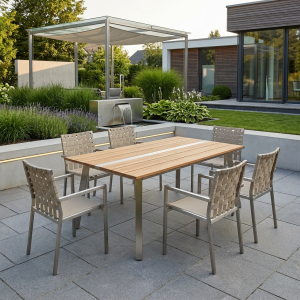 Zebra Gartenm&ouml;bel-Set Linax-Oko aus Tischplatte aus recyceltem Teakholz