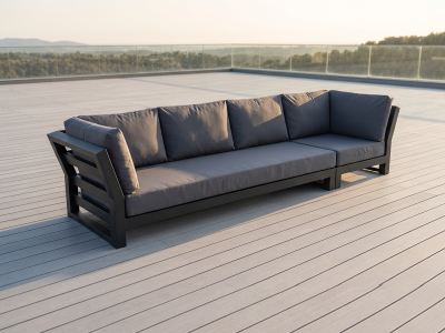Life Nevada 4-Sitzer ca. 315cm mit Kissen, Aluminium Lava, Polster Mist grey