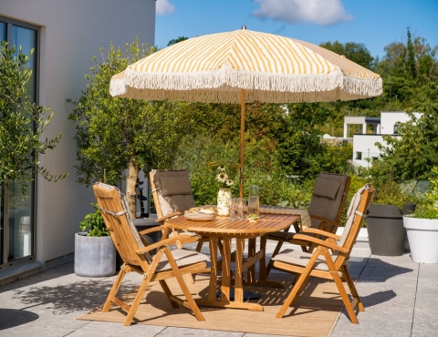 Brafab Melbourne Esstisch 190-240x100cm, Teakholz Natur