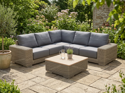 4Seasons Kingston Ecklounge ca. 240x240cm inkl. Polstern und Kaffeetisch Teak 85x85cm