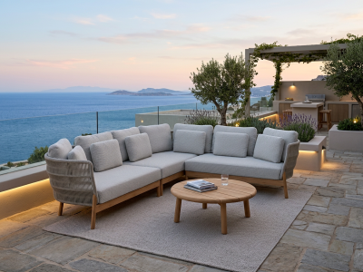 4Seasons Avalon Living-Garnitur-II, ca. 340x265cm inkl. Kissen und Loungtisch 75cm