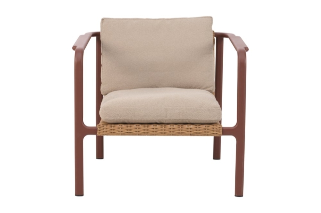 Brafab Motty Sessel Zin Red-Teddy Beige, inkl. Kissen